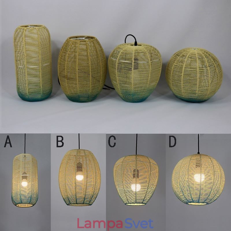 Závesné svetlo z papierového lana Country Retro Gradient Blue Stropná lampa