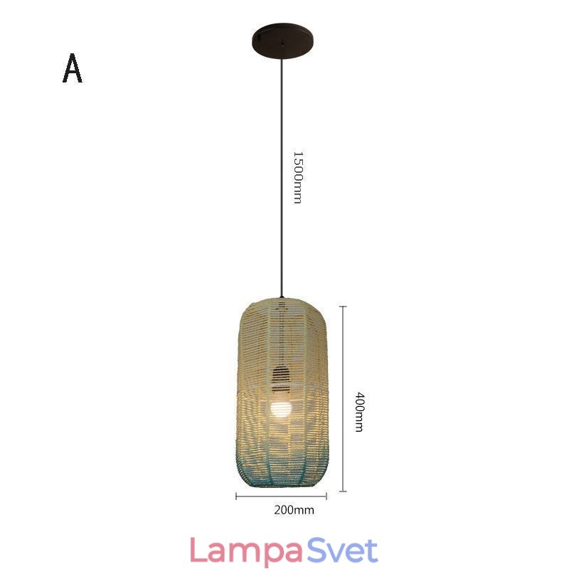 Závesné svetlo z papierového lana Country Retro Gradient Blue Stropná lampa