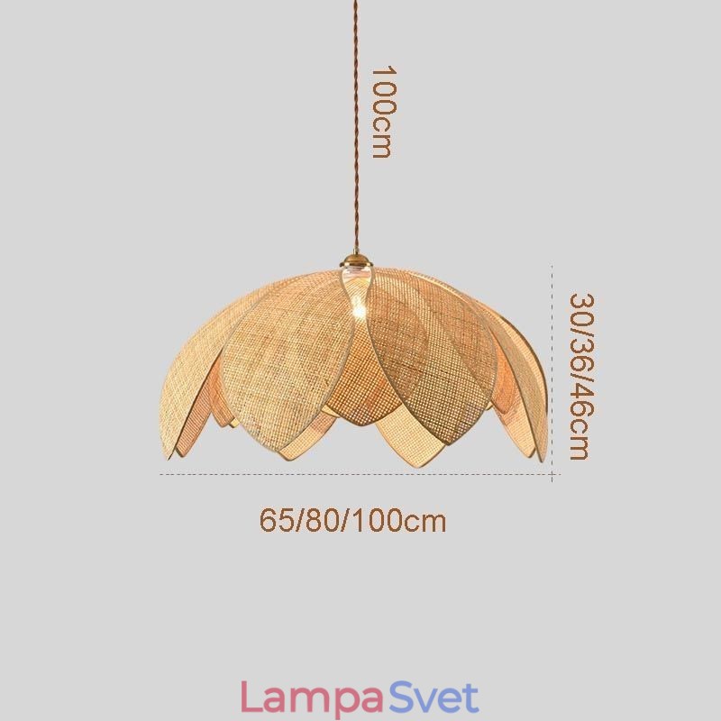 Ratanové závesné svietidlo Lotus Cafe Retro ratanové umelecké stropné svietidlo