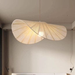 Retro závesné svietidlo Creative Wabi Sabi Slamený klobúk Konopné lano stropné svietidlo