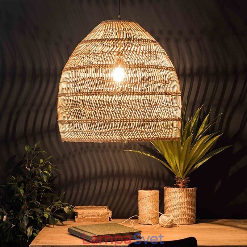 Ručne tkaný prívesok Light Ratan Závesné Light Farmhouse