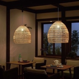 Ručne tkaný prívesok Light Ratan Závesné Light Farmhouse