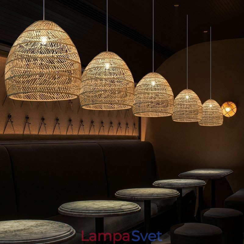 Ručne tkaný prívesok Light Ratan Závesné Light Farmhouse