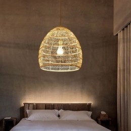 Ručne tkaný prívesok Light Ratan Závesné Light Farmhouse
