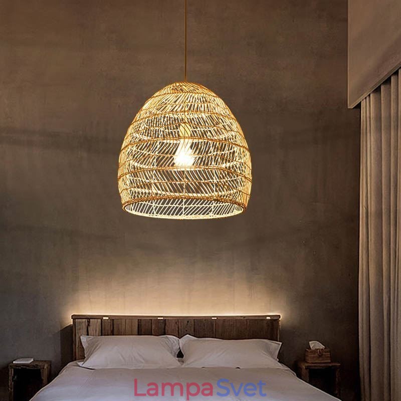 Ručne tkaný prívesok Light Ratan Závesné Light Farmhouse