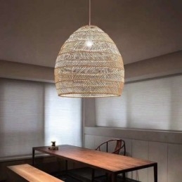 Ručne tkaný prívesok Light Ratan Závesné Light Farmhouse