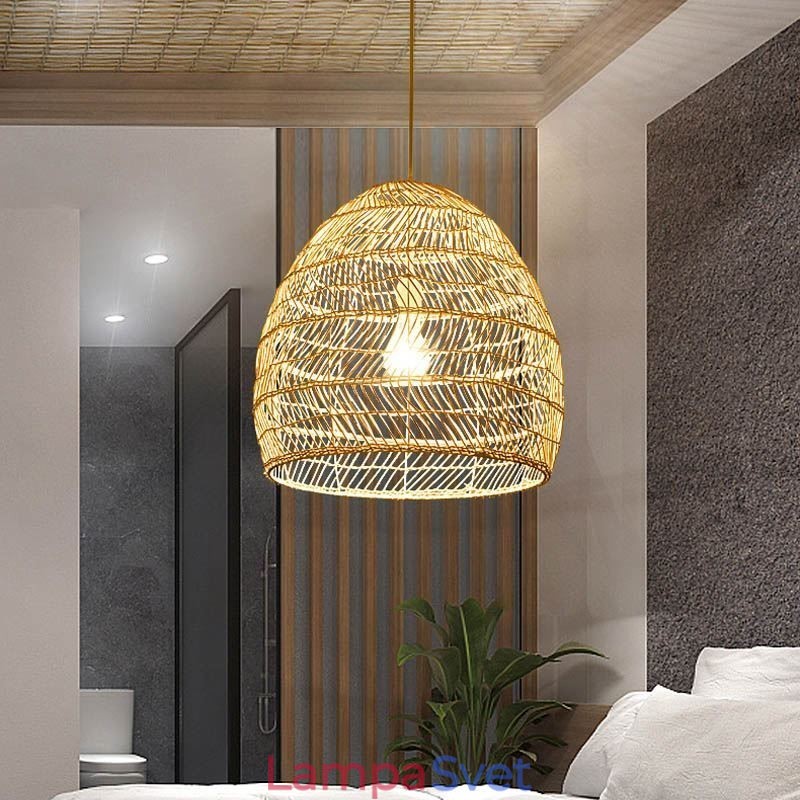 Ručne tkaný prívesok Light Ratan Závesné Light Farmhouse