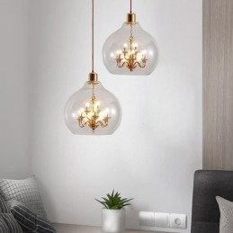 Sklenené závesné svietidlo Moderné minimalistické kované stropné svietidlo 9 svetiel