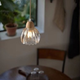 Sklenené závesné svetlo Retro Pastoračný štýl Ostrovný strop Svetlá kaučuková drevená dekoratívna lampa