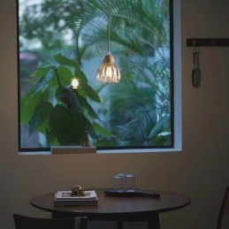Sklenené závesné svetlo Retro Pastoračný štýl Ostrovný strop Svetlá kaučuková drevená dekoratívna lampa