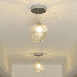 Sklenené závesné svietidlo Retro dekoratívna lampa Tienidlo v tvare kocky ľadu