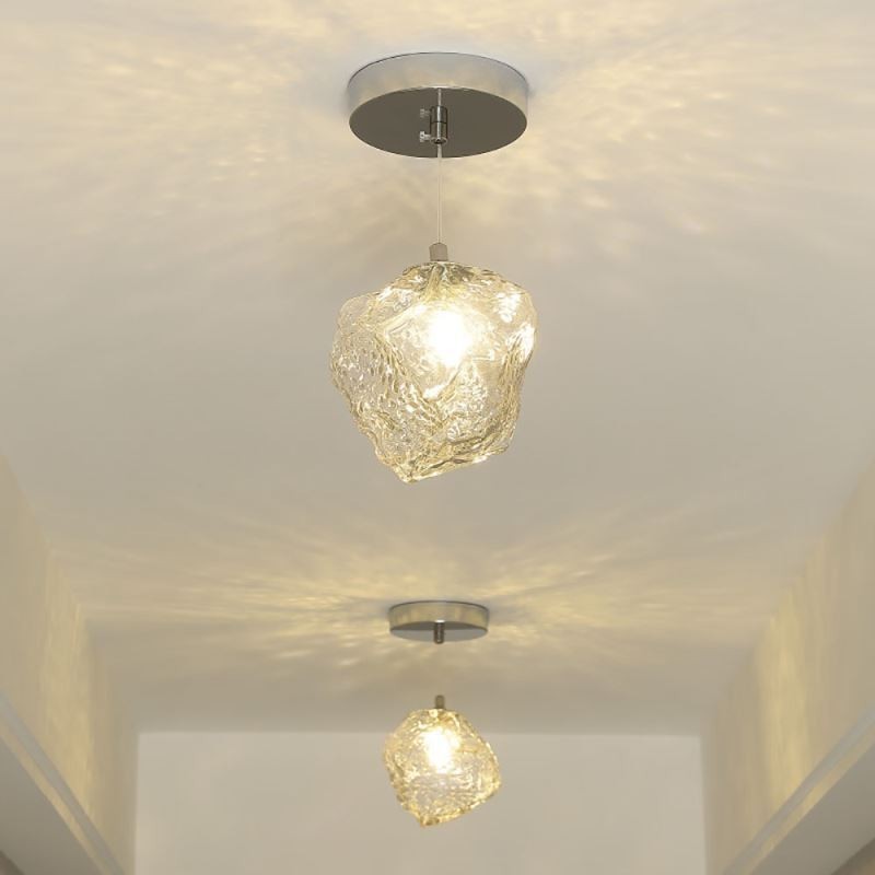 Sklenené závesné svietidlo Retro dekoratívna lampa Tienidlo v tvare kocky ľadu