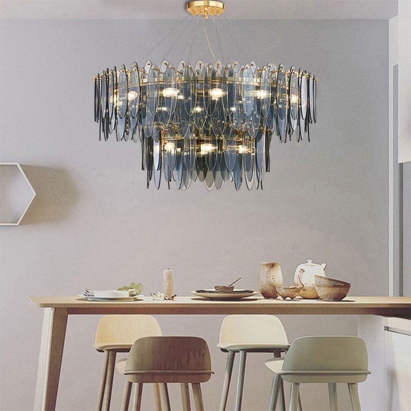 Moderné okrúhle sklenené závesné svietidlo Elegantný sklenený luster