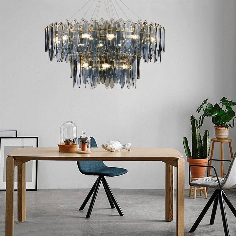 Moderné okrúhle sklenené závesné svietidlo Elegantný sklenený luster