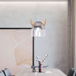 Klasické sklenené závesné svetlo Drevená rohová lampa Kreatívne osvetlenie