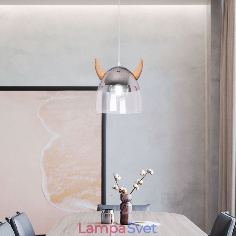 Klasické sklenené závesné svetlo Drevená rohová lampa Kreatívne osvetlenie