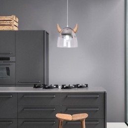 Klasické sklenené závesné svetlo Drevená rohová lampa Kreatívne osvetlenie