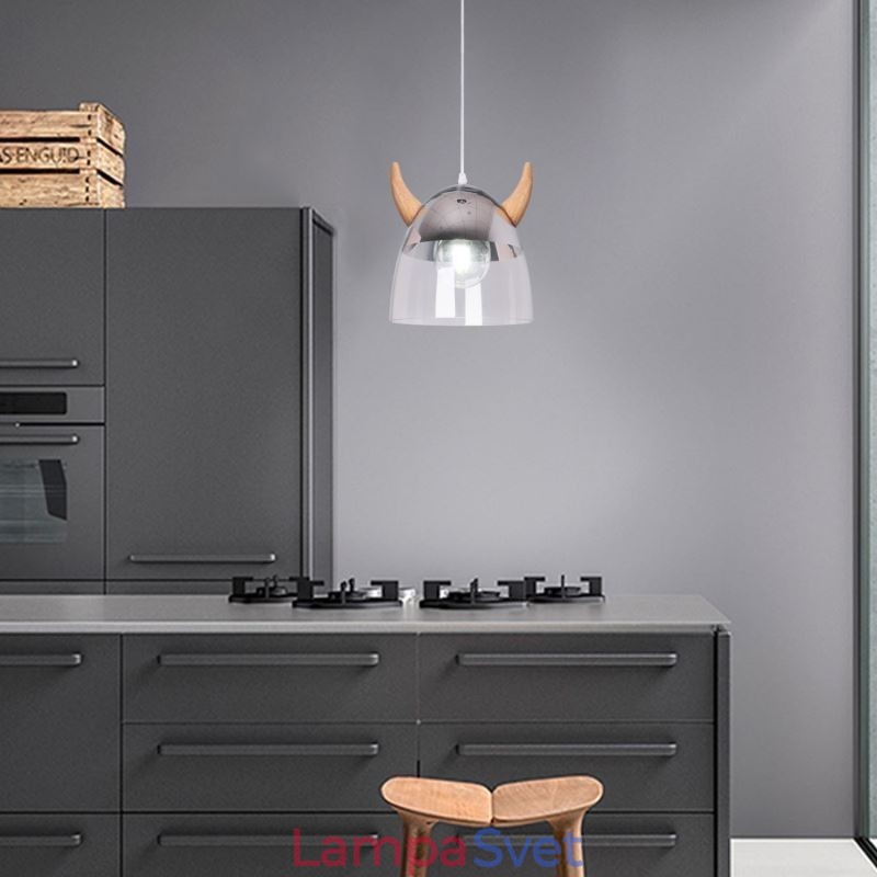 Klasické sklenené závesné svetlo Drevená rohová lampa Kreatívne osvetlenie