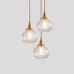 Sklenené závesné svetlo Číra okrúhla lampa v tvare tekvice 1 svetlo