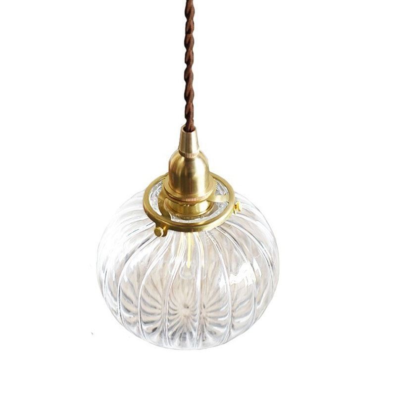 Sklenené závesné svetlo Číra okrúhla lampa v tvare tekvice 1 svetlo
