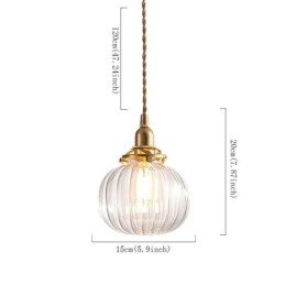 Sklenené závesné svetlo Číra okrúhla lampa v tvare tekvice 1 svetlo