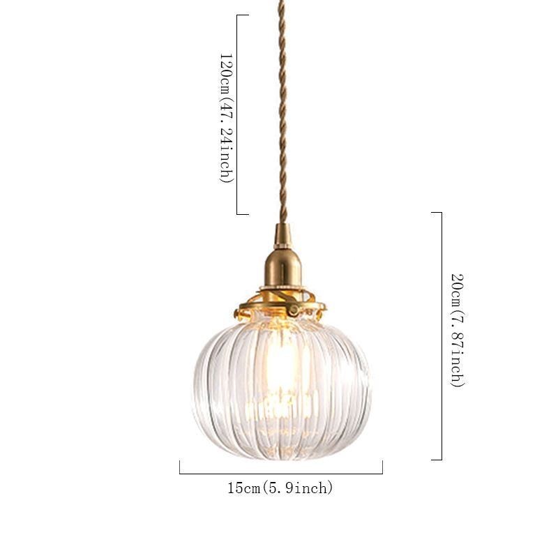Sklenené závesné svetlo Číra okrúhla lampa v tvare tekvice 1 svetlo