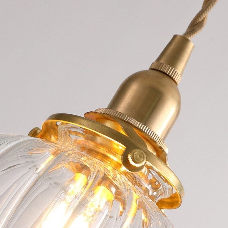 Sklenené závesné svetlo Číra okrúhla lampa v tvare tekvice 1 svetlo