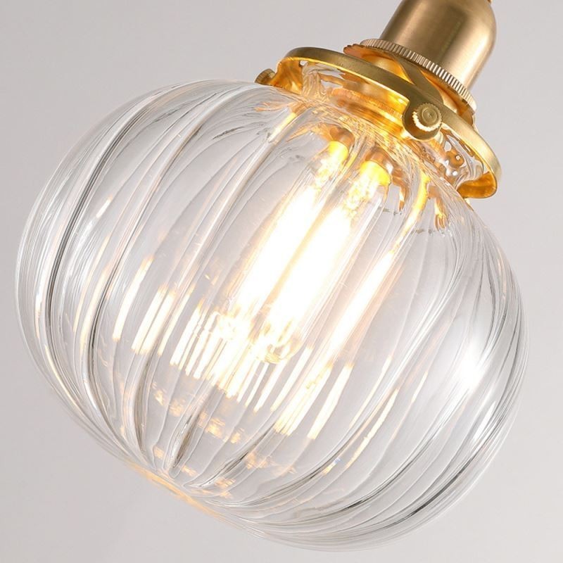 Sklenené závesné svetlo Číra okrúhla lampa v tvare tekvice 1 svetlo