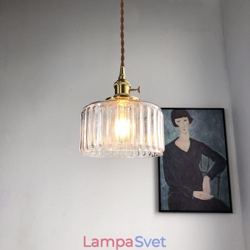 Jelly Jar číre závesné svietidlo z rebrovaného skla s otočným spínačom