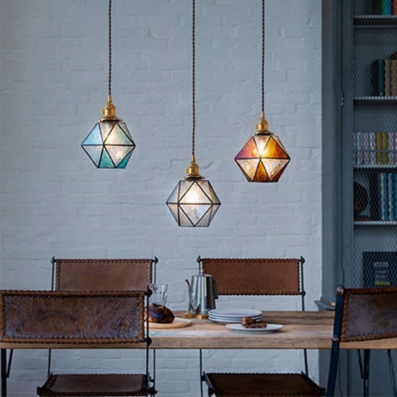 Geometrické farebné sklo Farmhouse Pendant Light