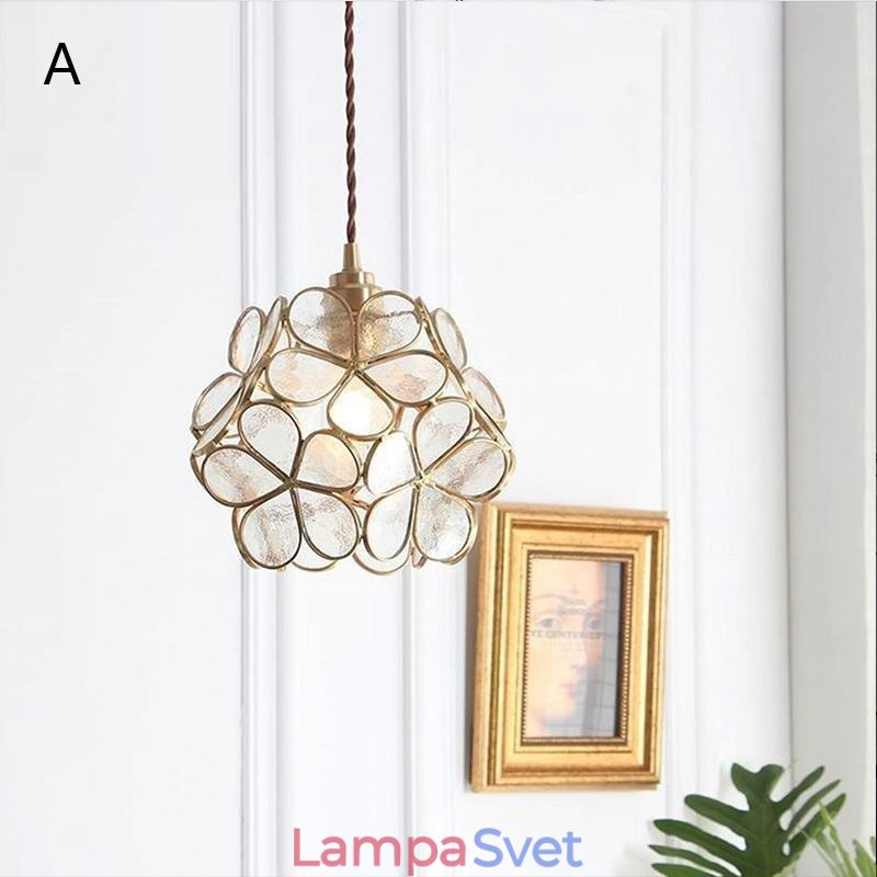 Severské kreatívne závesné svietidlo Sklenené domáce osvetlenie Lampa v tvare okvetného lístka Nočná lampa