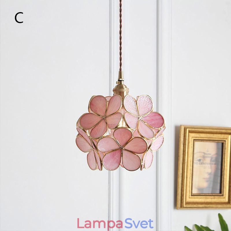 Severské kreatívne závesné svietidlo Sklenené domáce osvetlenie Lampa v tvare okvetného lístka Nočná lampa