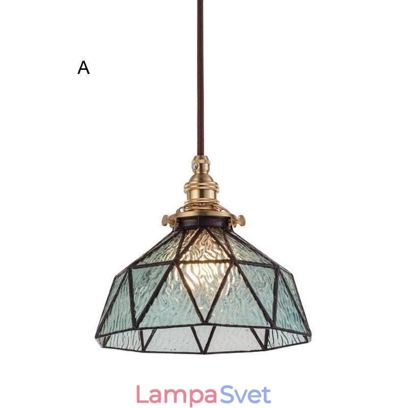Geometrické závesné svietidlo z farebného skla