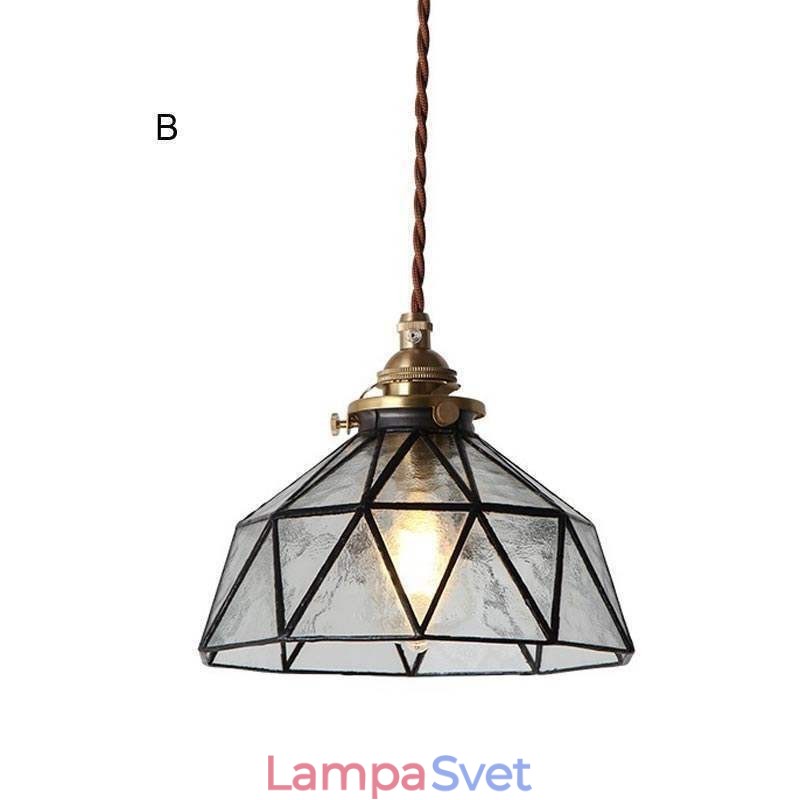 Geometrické závesné svietidlo z farebného skla