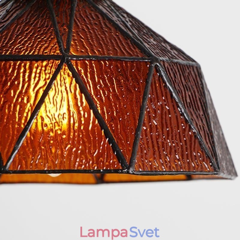 Geometrické závesné svietidlo z farebného skla