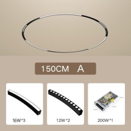 Kruhové dráhové svietidlo Magnetické zapustené dráhové svietidlo 150 cm