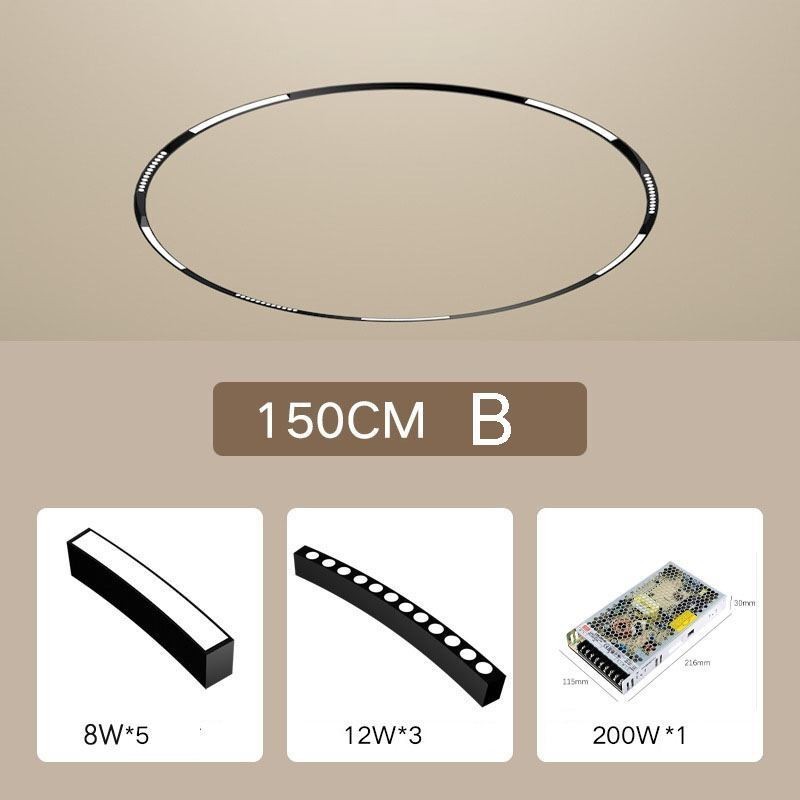 Kruhové dráhové svietidlo Magnetické zapustené dráhové svietidlo 150 cm