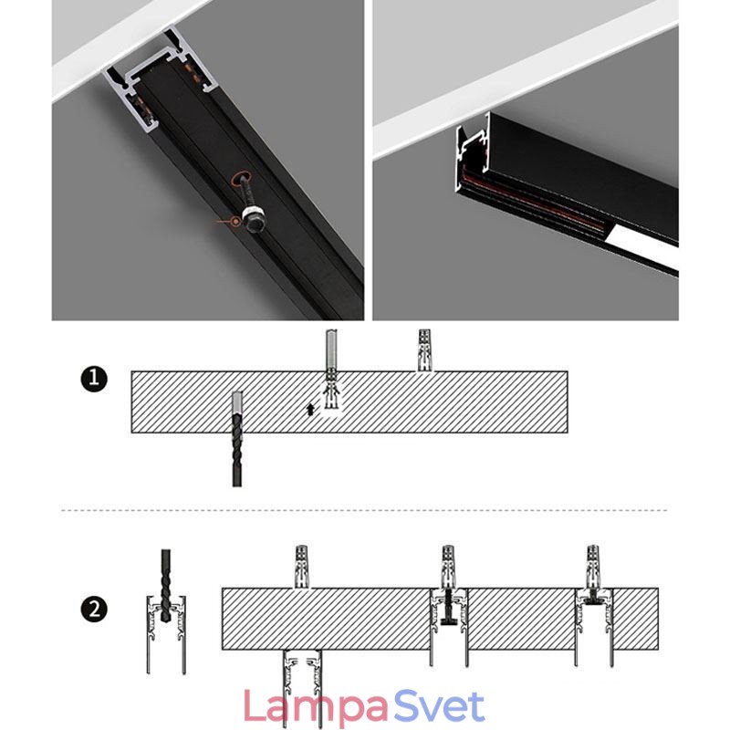 Zapustené koľajnice na osvetlenie koľajníc Magnetický hliníkový profil povrchu koľajníc Ultra tenký svetelný pás koľajníc 100 cm