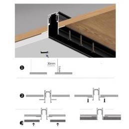 Zapustené koľajnice na osvetlenie koľajníc Magnetický hliníkový profil povrchu koľajníc Ultra tenký svetelný pás koľajníc 100 cm