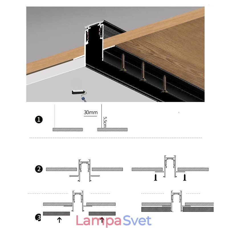 Zapustené koľajnice na osvetlenie koľajníc Magnetický hliníkový profil povrchu koľajníc Ultra tenký svetelný pás koľajníc 100 cm