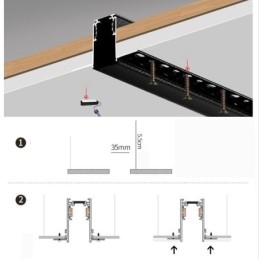 Zapustené koľajnice na osvetlenie koľajníc Magnetický hliníkový profil povrchu koľajníc Ultra tenký svetelný pás koľajníc 100 cm