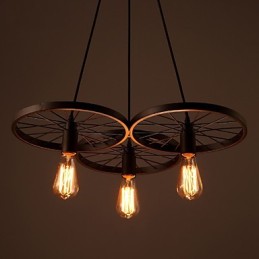 Loft Retro závesné lampy Americký vidiecky kovaný luster kolies v industriálnom štýle