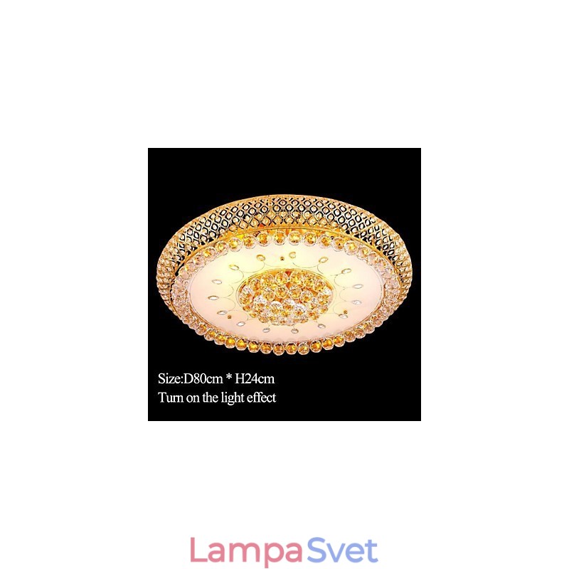 Okrúhle krištáľové stropné svietidlo s absorbčnou kupolou, priemer 80 cm, obsahuje 15 žiaroviek
