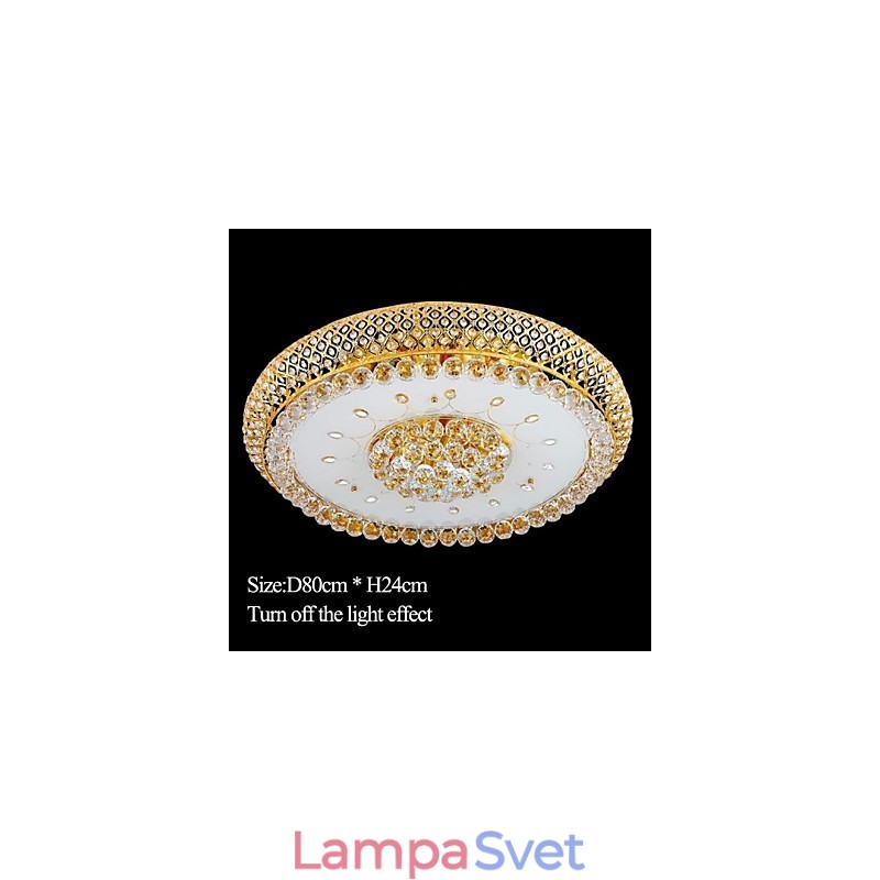 Okrúhle krištáľové stropné svietidlo s absorbčnou kupolou, priemer 80 cm, obsahuje 15 žiaroviek