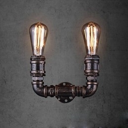 2 svietidlá Vintage kovová nástenná lampa na vodnú fajku s Edisonovou žiarovkou