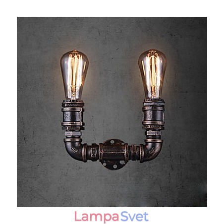2 svietidlá Vintage kovová nástenná lampa na vodnú fajku s Edisonovou žiarovkou 2 svietidlá Vintage kovová nástenná lampa na vodnú fajku s Edisonovou žiarovkou