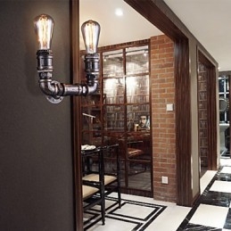 2 svietidlá Vintage kovová nástenná lampa na vodnú fajku s Edisonovou žiarovkou