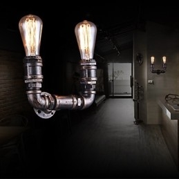 2 svietidlá Vintage kovová nástenná lampa na vodnú fajku s Edisonovou žiarovkou