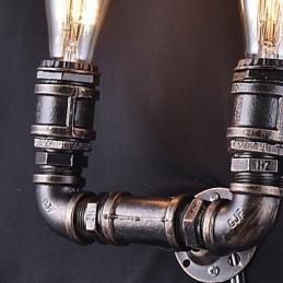 2 svietidlá Vintage kovová nástenná lampa na vodnú fajku s Edisonovou žiarovkou