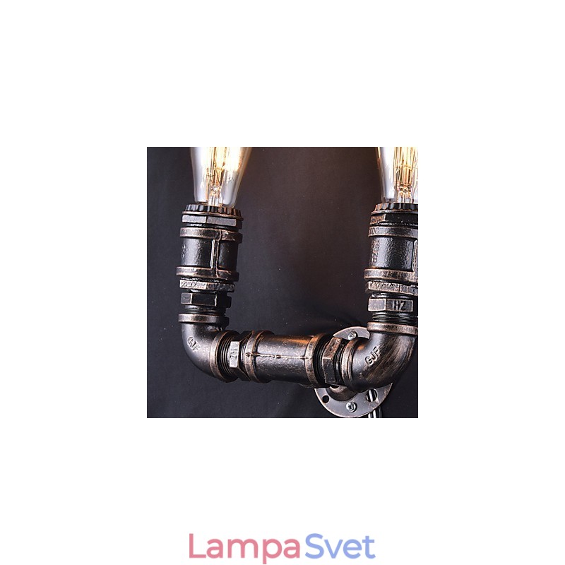 2 svietidlá Vintage kovová nástenná lampa na vodnú fajku s Edisonovou žiarovkou